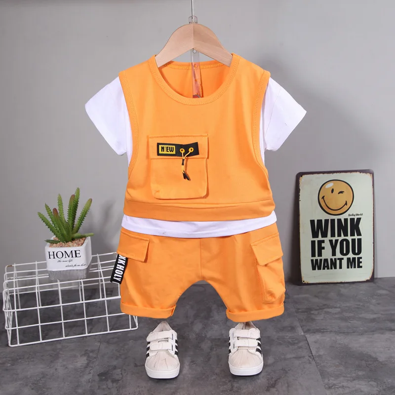 2024 Hot Selling Cotton Baby Boy Infant Short Sleeve & Pants Clothing Sets Sweat Suit Casual Kids Tracksuits Baby Summer Clothes