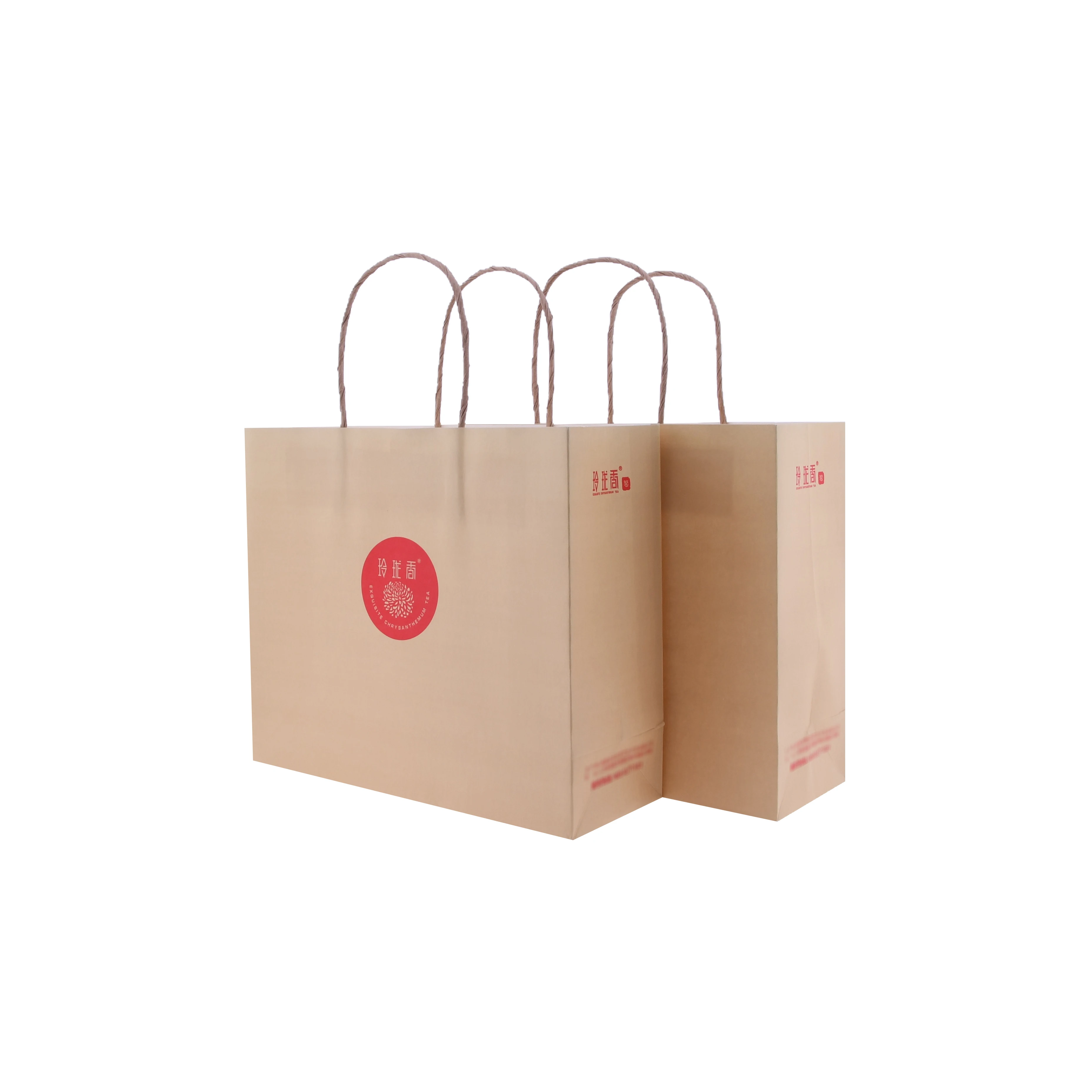 Luxury Plain Square Khaki Paper Shopping Business Bags By Automatic Machine For Takeaway Sunglass And Shoes