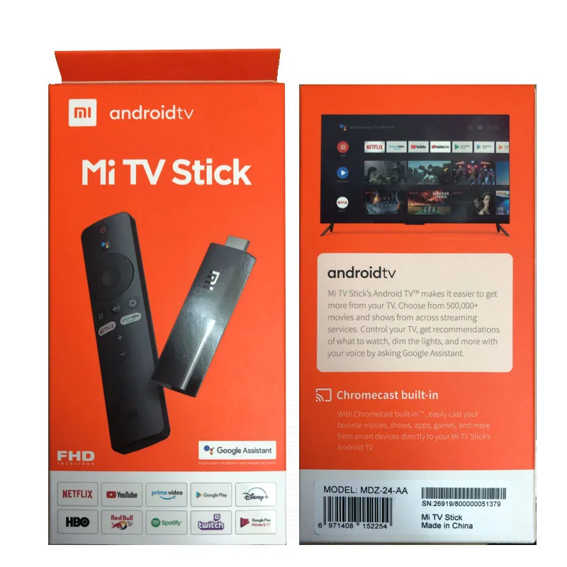  Прямая поставка глобальная версия ТВ-приставки Xiaomi Mi TV Stick EU Android 9 0 Google Assistant 1 ГБ ОЗУ 8 Гб