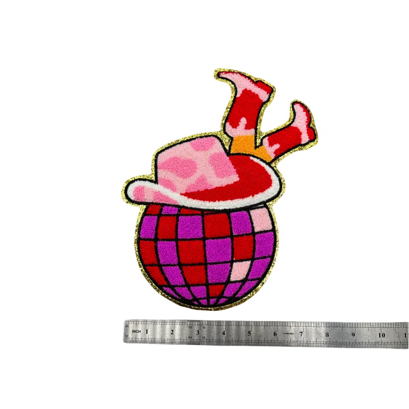 Factory Colorful Merry and Bright Chenille Patch Iron on Embroidery Patches Cartoon Custom Patch for Clothing