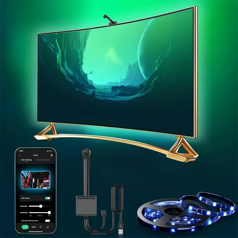 5M TV PC Backlight Strip Sync Screen led strip with Tuya WiFi Alexa  65 75inches LED Smart Ambient TV Backlight with camera