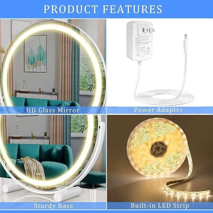 Modern On The Table LED Mirror Light with Anti-Rust Magnifying Glass One-Year Warranty Bathroom Vanity for Hotel Application
