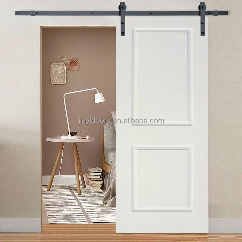 2022 JINY Factory China Wholesale White Single Bedroom Bathroom Wood Doors Internal Soft Close Sliding Barn Doors for Houses