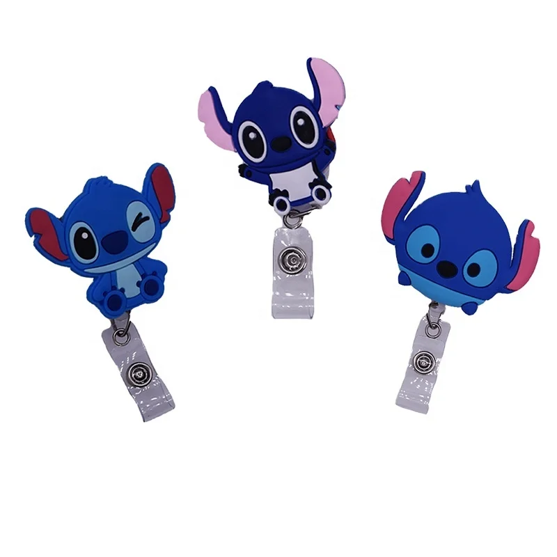 Stitch Wholesale Retractable Blue Animal Id Retractable Badge Holder Pull Reel Nurse ID Name Card