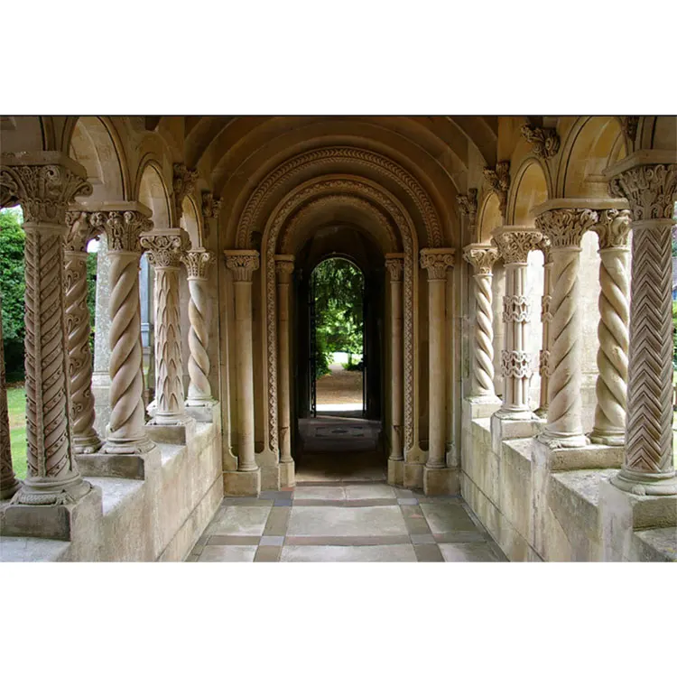 High Quality Classical Natural Stone Marble Indoor Decorative Gold Columns Pillar