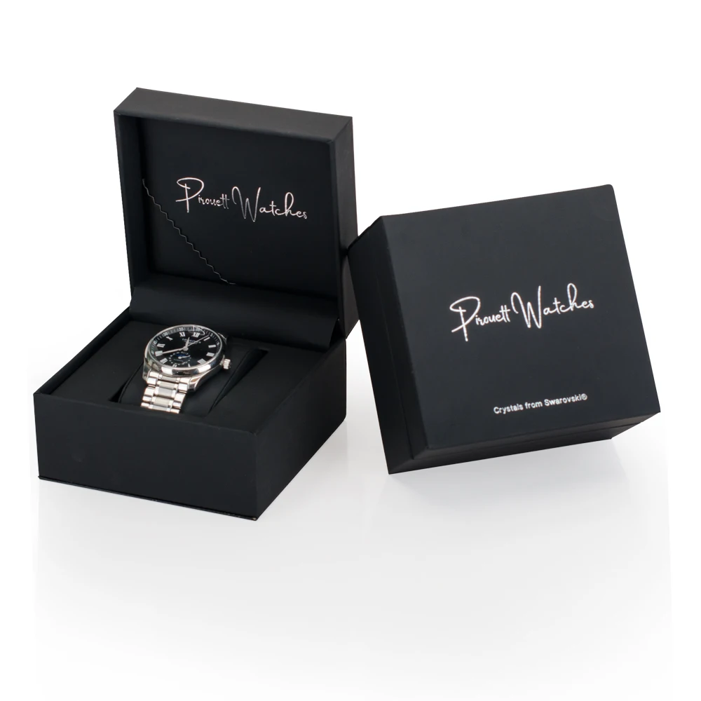 
Маленький минимальный заказ, Лучшая цена, элегантная Прямоугольная Черная Кожаная Подарочная коробка для часов с логотипом под заказ, с бумажным рукавом и подушкой 