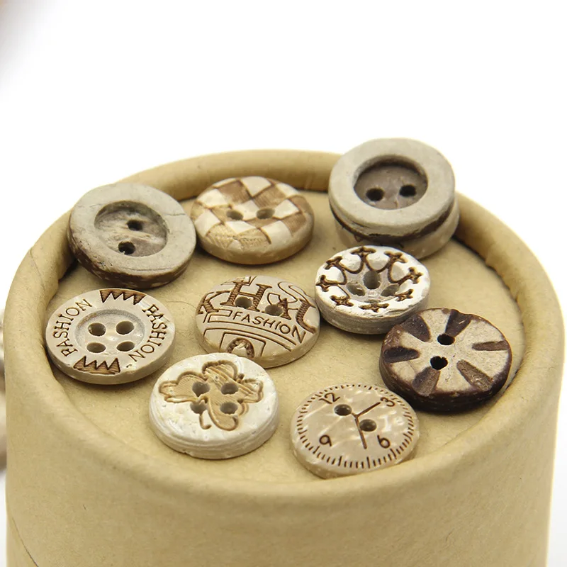 Natural Style Round Garment Decoration 2/4-Holes Shell Coconut Button Men Women Clothing Buttons