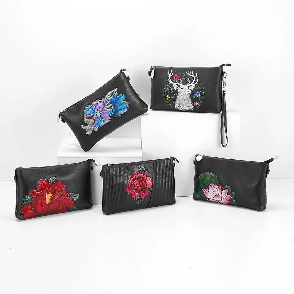 Matching Hand And Heel Genuine Cowhide Leather Oem Manufacturer Clutch Bag For Women Wedding 2022