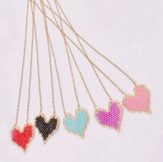 Fashion Latest Hot Selling Colourful Heart Miyuki Seed Beads Unique Style Necklace Jewelry necklaces for Women
