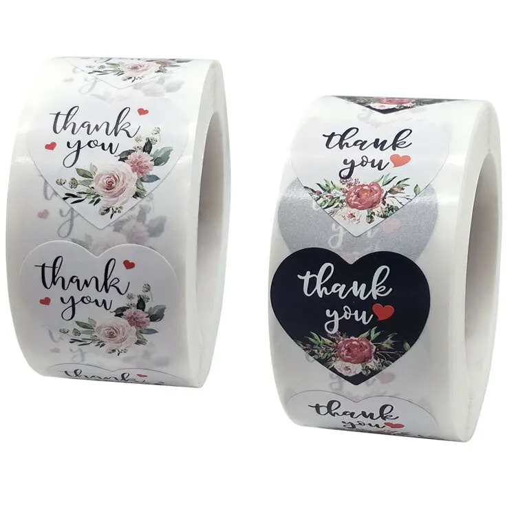 Custom Wholesale Thank You Sticker Flower Label Custom Stickers For Packaging