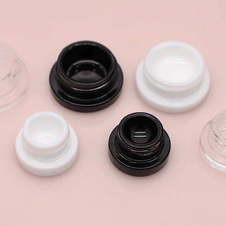 5ml childproof packaging glass black cream jar 9ml smellproof eye cream small container with ABS child resistant lid