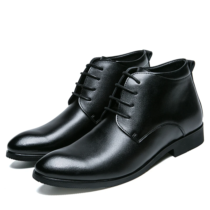 Зимние Модные мужские ботинки-ходунки из натуральной кожи ботинки челси с резиновой подошвой на шнуровке рабочие повседневные Черные ботильоны