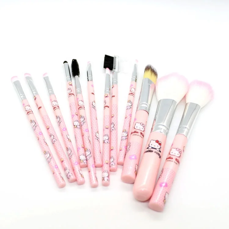 Wholesale pink brown bear professional make up brush custom eyeshadow brush make set up hello kitty cartoon make up brush set