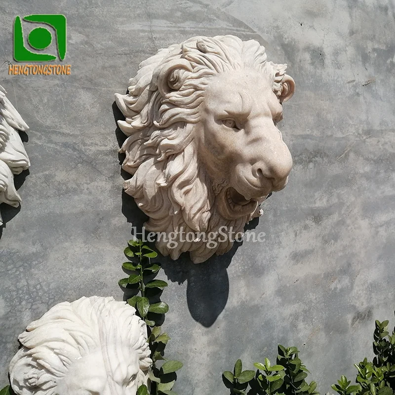 Wall Decorative Marble Lion Head Sculpture