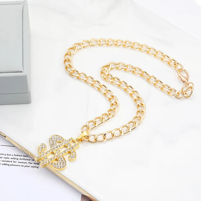 Hot Sale Gold Dog Necklace Pet Collar With Dollar Pendant