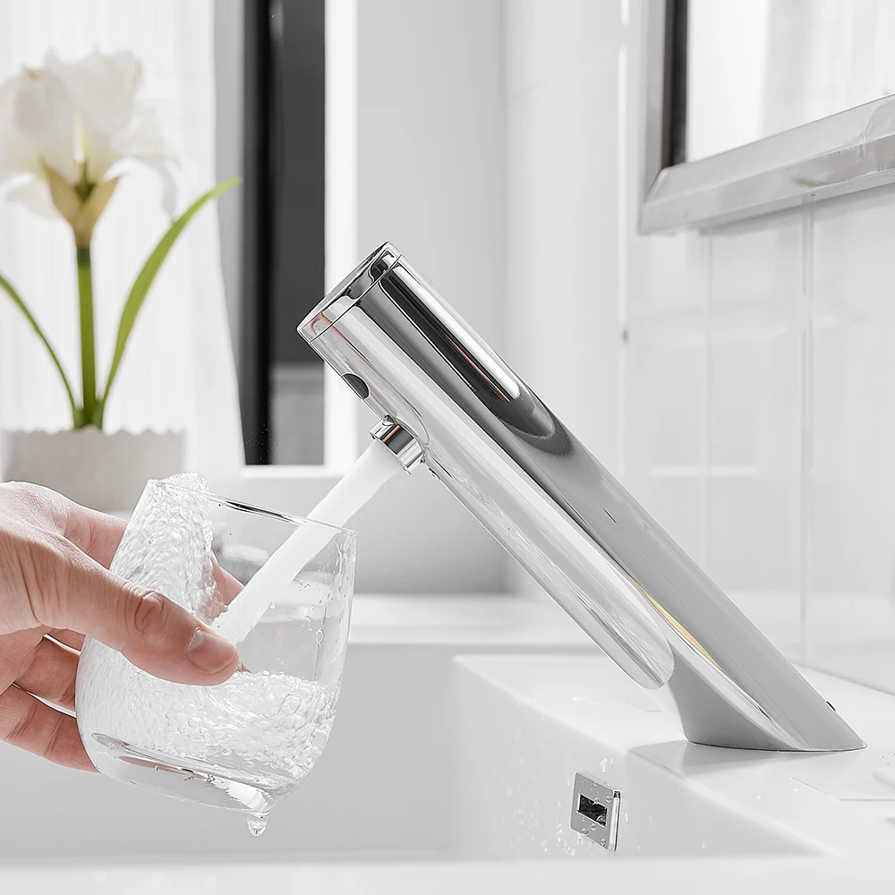 FLG Automatic Touchless Faucet Bathroom Smart Infrared Motion Sensor Tap Stainless Steel Induction Basin Sink Sense Faucet