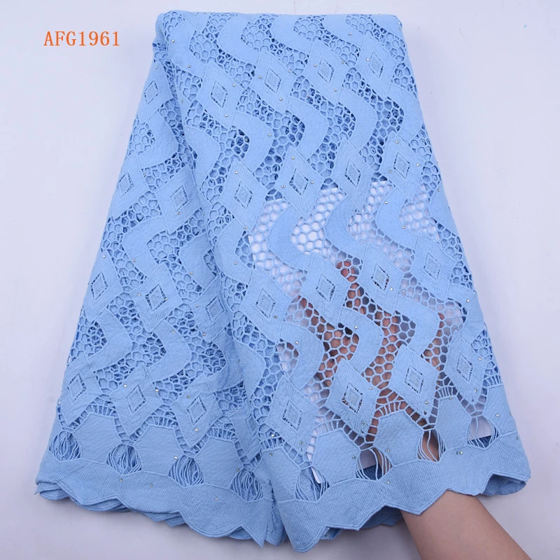New Design Sky Blue Guipure Lace Fabric African Cord Lace Fabric High Quality Bridal Laces Embroidery Fabrics 1961