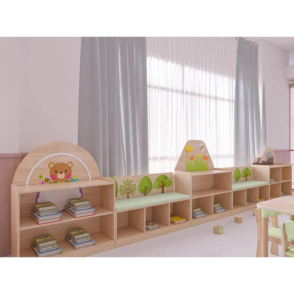 kids kindergarten children wooden furniture primary cabinet storage wholesale outdoor for preschool