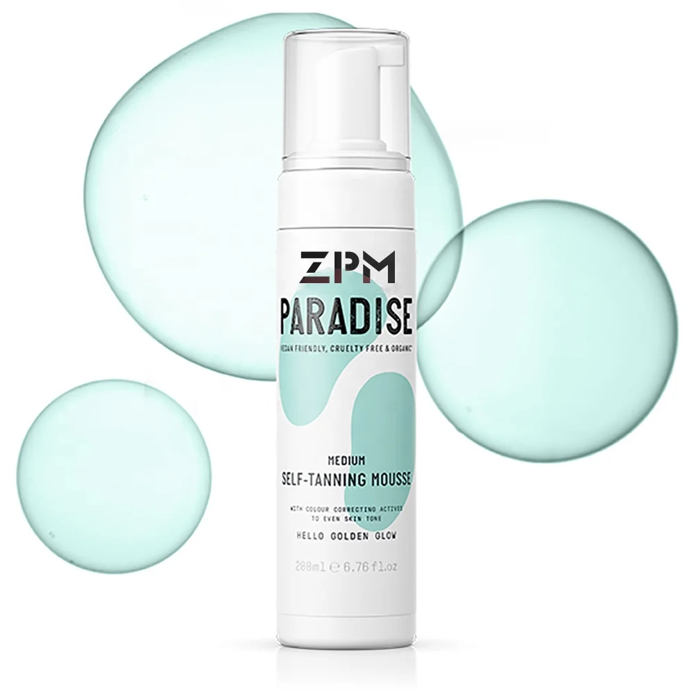 ZPM OEM/ODM Private Label Natural Organic Coconut Sunless Tanning Mousse Self Tanner Fake Tan Foaming Bronzing Mousse Spray Tan