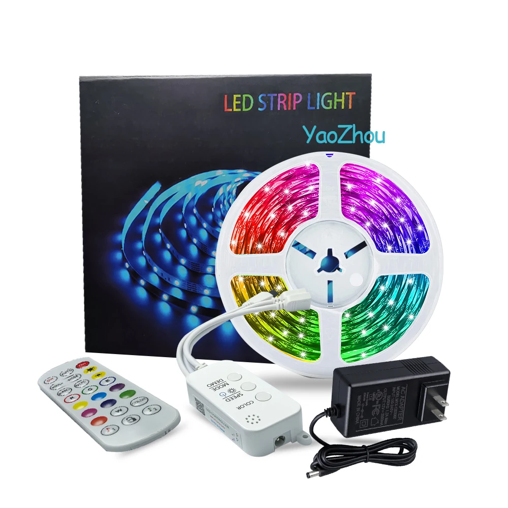 5 м 5050 RGB яркие гибкие светодиодные полосы с ИК удаленным приложением Bluetooth High CRI 60 светодиодов smart 12 вольт Набор