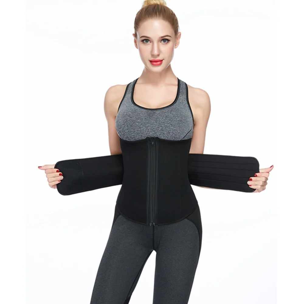 Custom Logo wholesale Waist Cincher Body Shaper Hook And Zip 7 Steel Bones Neoprene Waist Trainer Corset Zipper For Women