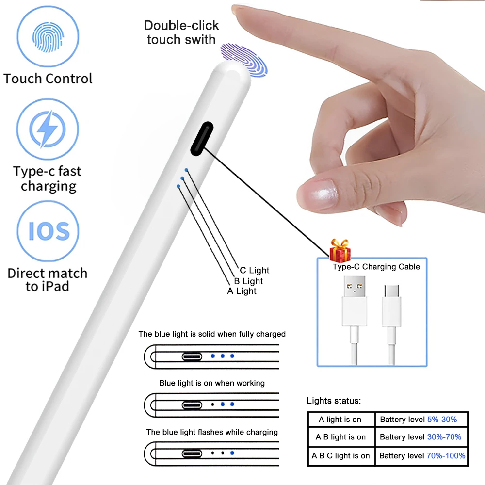 New Metal Capacitive Touch  Screen Pen For iPad Air Mini For iPhone Samsung Xiaomi Universal  PC Smart Phone