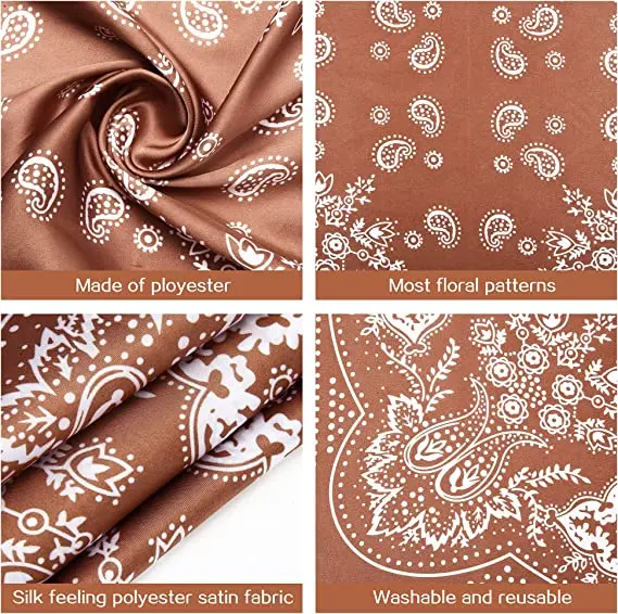 Wholesale  China Made Decorative Digital 27.5 Inches silk Hair Wrap Neck Satin Head Scarf Bandana