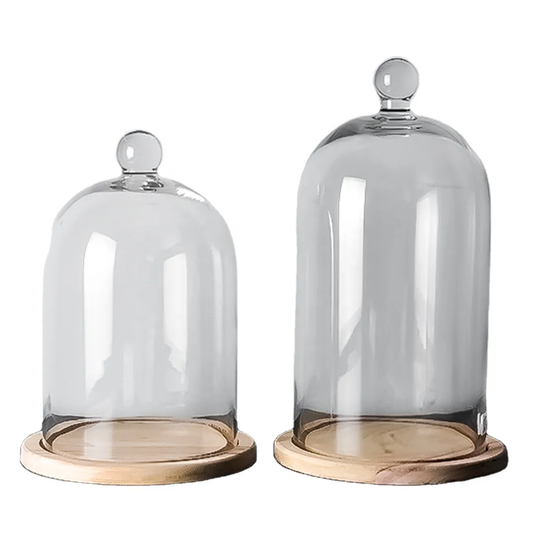 Горячая продажа cloche купольная форма стеклянные свечи баночки с деревянным