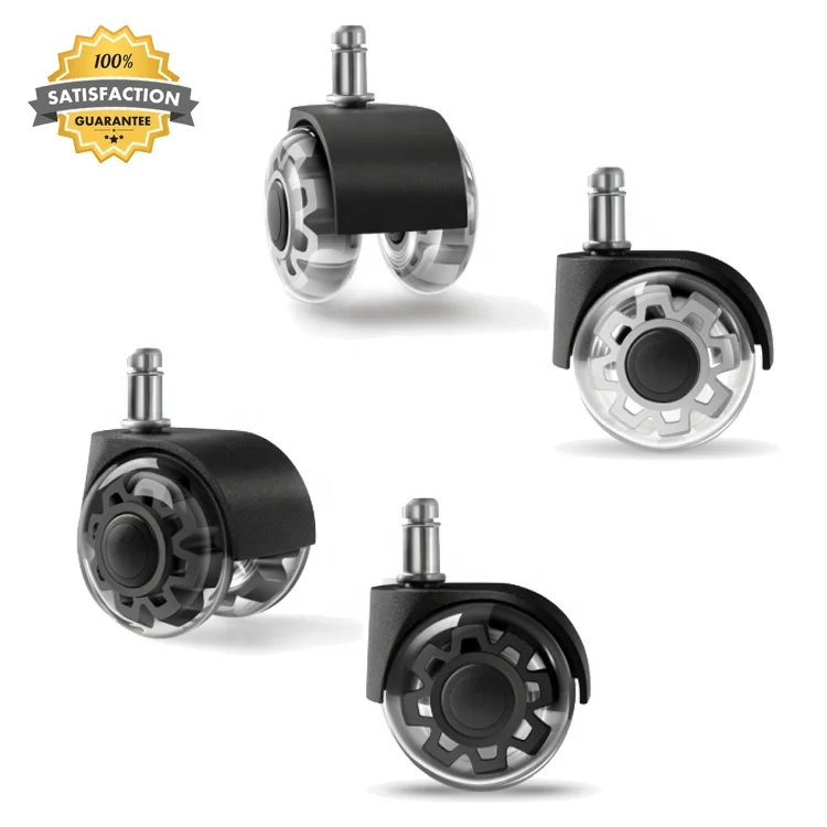 Factory Direct Easy Installing Replaceable fashion PU Transparent plastic Office Chair  Stem Swivel Caster