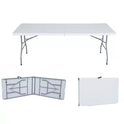 Folding Plastic Wedding Outdoor Dining Table Cheap Long Folding Table With Metal Tube