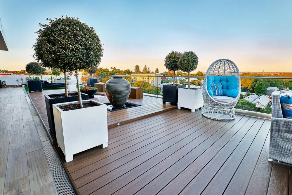WPC composite outdoor decking terrace flooring solid hard wood board