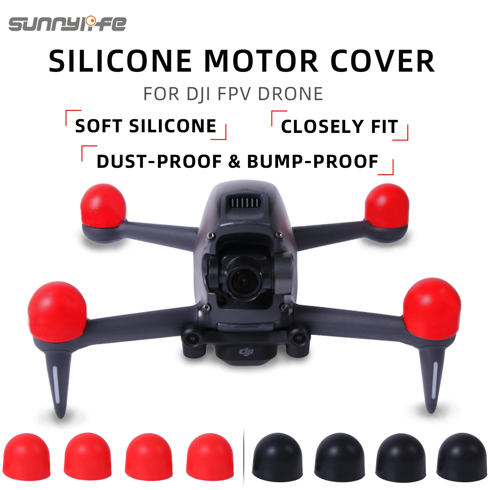 Sunnylife 4Pcs/Set Motor Protectors Silicone Motor Protective Cover Guard Caps for DJI FPV Drone