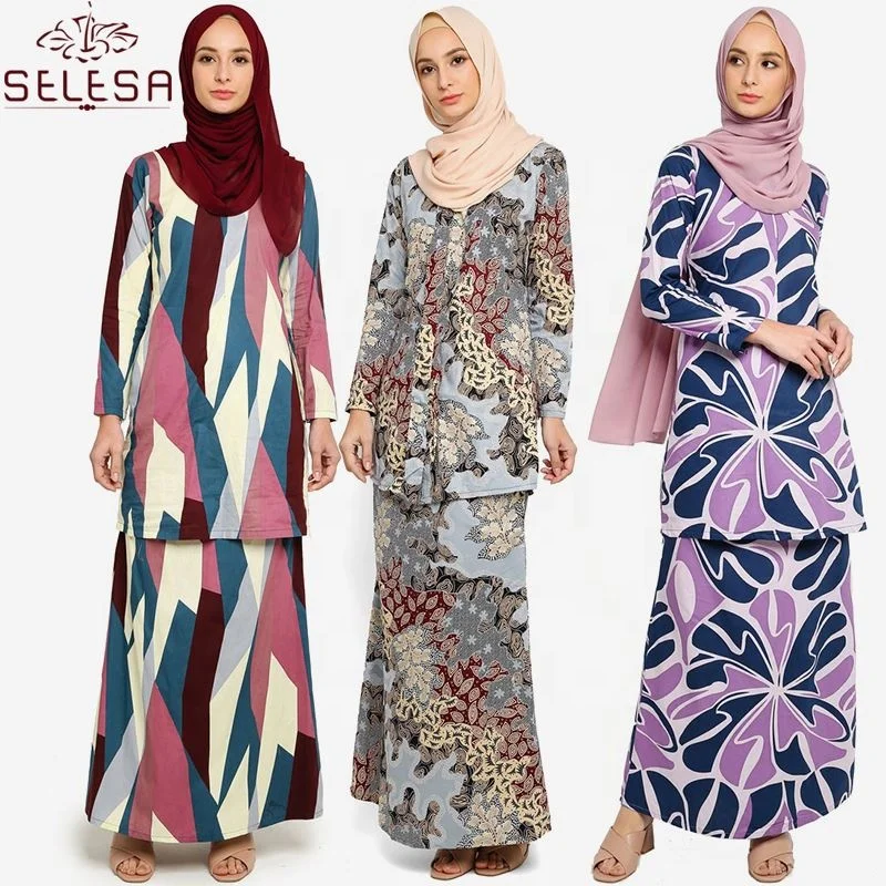 Latest Fashion Online Model Malaysia Floral Design Plus Size Women Jilbab Baju Kurung Islamic Clothing