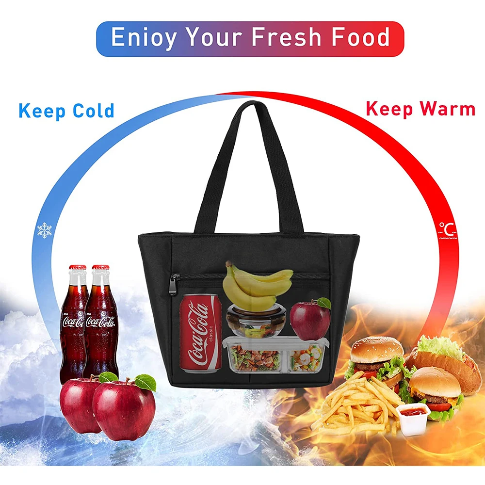 High quality food lunch insulated bag solid Oxford cloth portable cold tote cooler bag with zipper