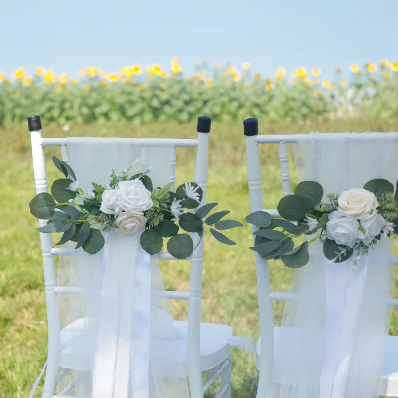 KS-294 Artificial Aisle Chair Pew Flowers Markers for Garden Wedding Ceremony Entryway Floral Decor