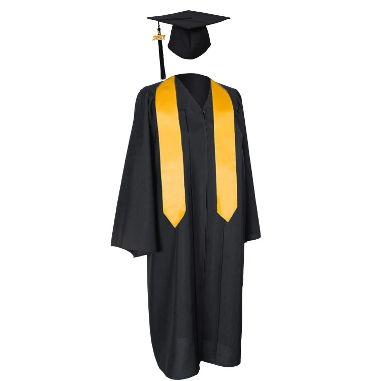 2021 Wholesale  Matte Graduation Gown And Cap And Stole
