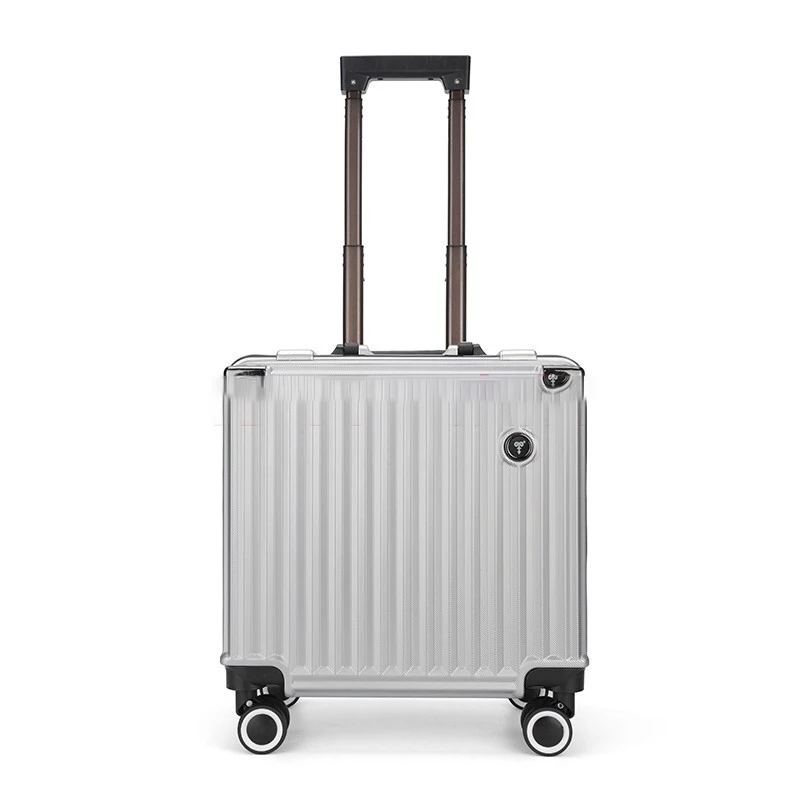 Business silver 18-inch aluminum frame suitcase luggage trolley case