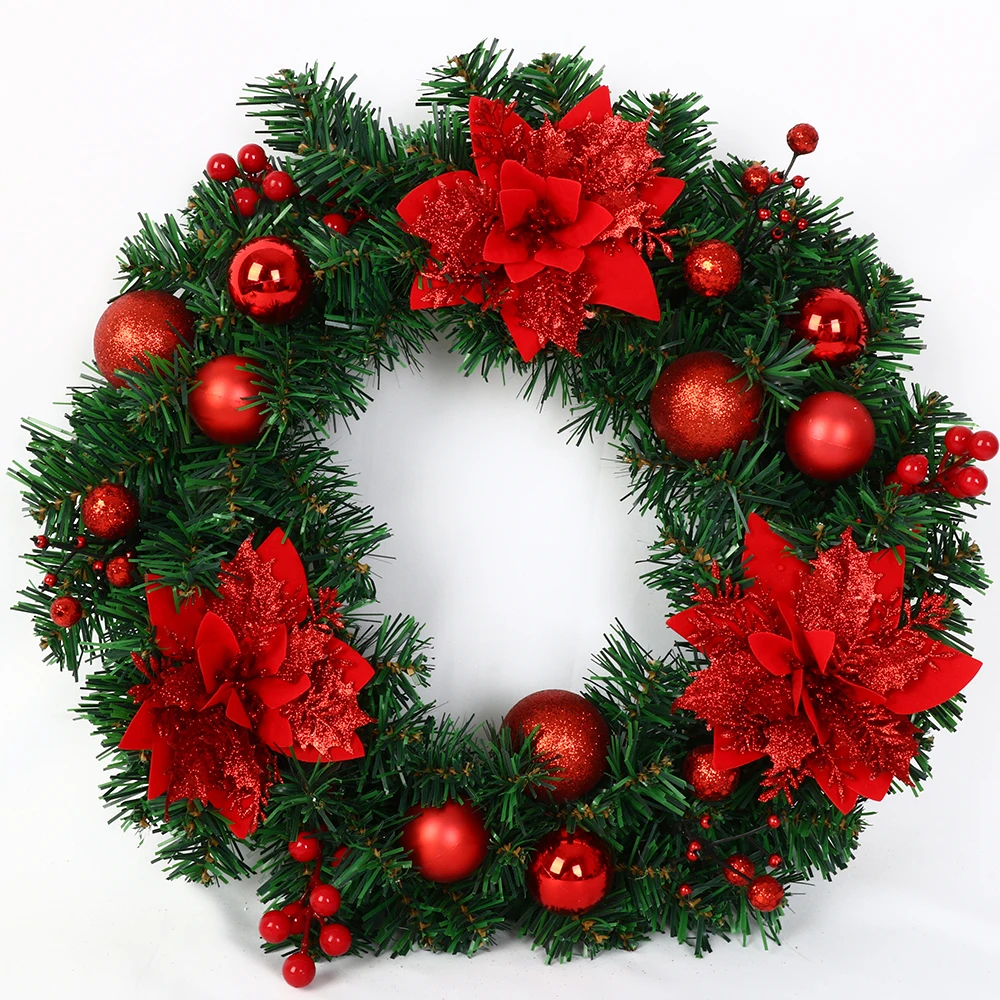 Classic Evergreen Artificial Christmas Wreath with Pine Cones and Red Berries, Long-Lasting Indoor Decor