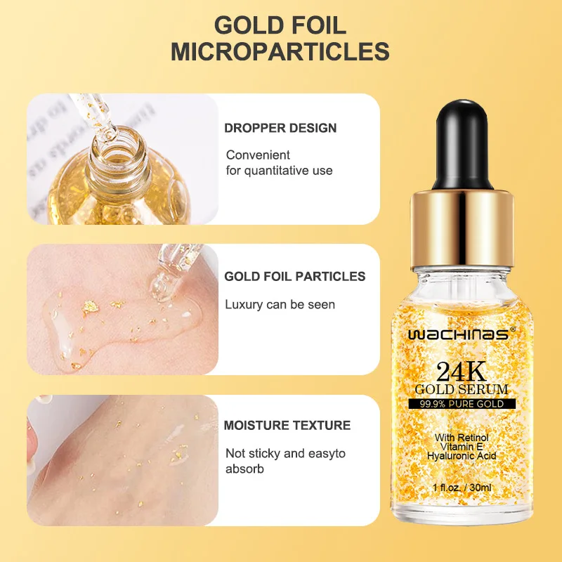 24k essence anti-aging moisturizing anti-wrinkle firming facial essence shrink pores moisturizing skin gold foil essence