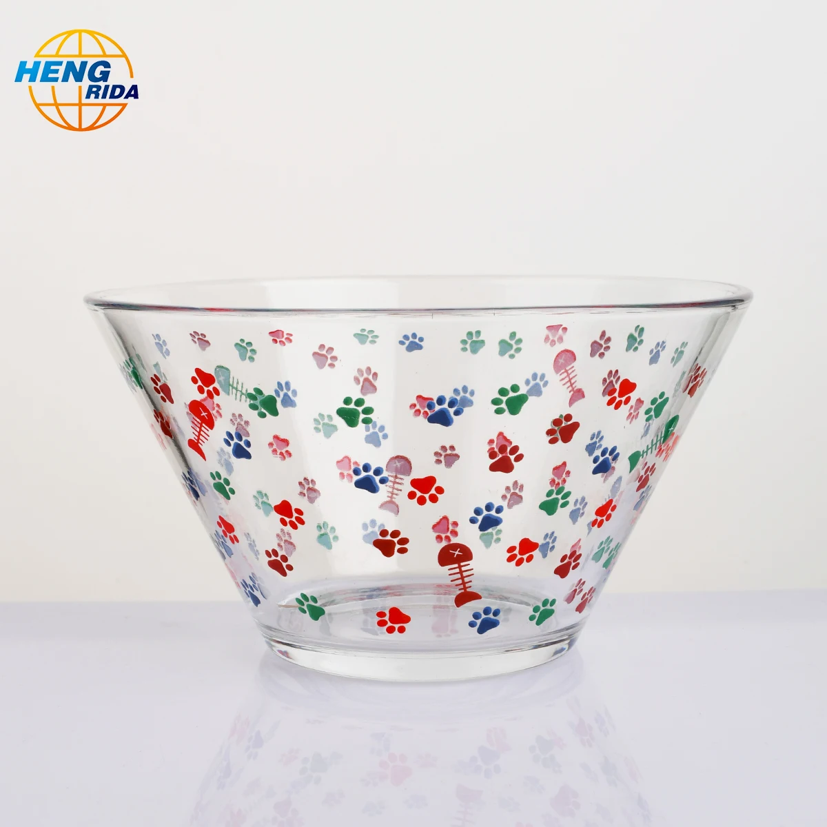Printed flamingo pattern  glass bowl for food or soup Heat Resistant With With Lid Glass Salad Bowl Set microwavable use