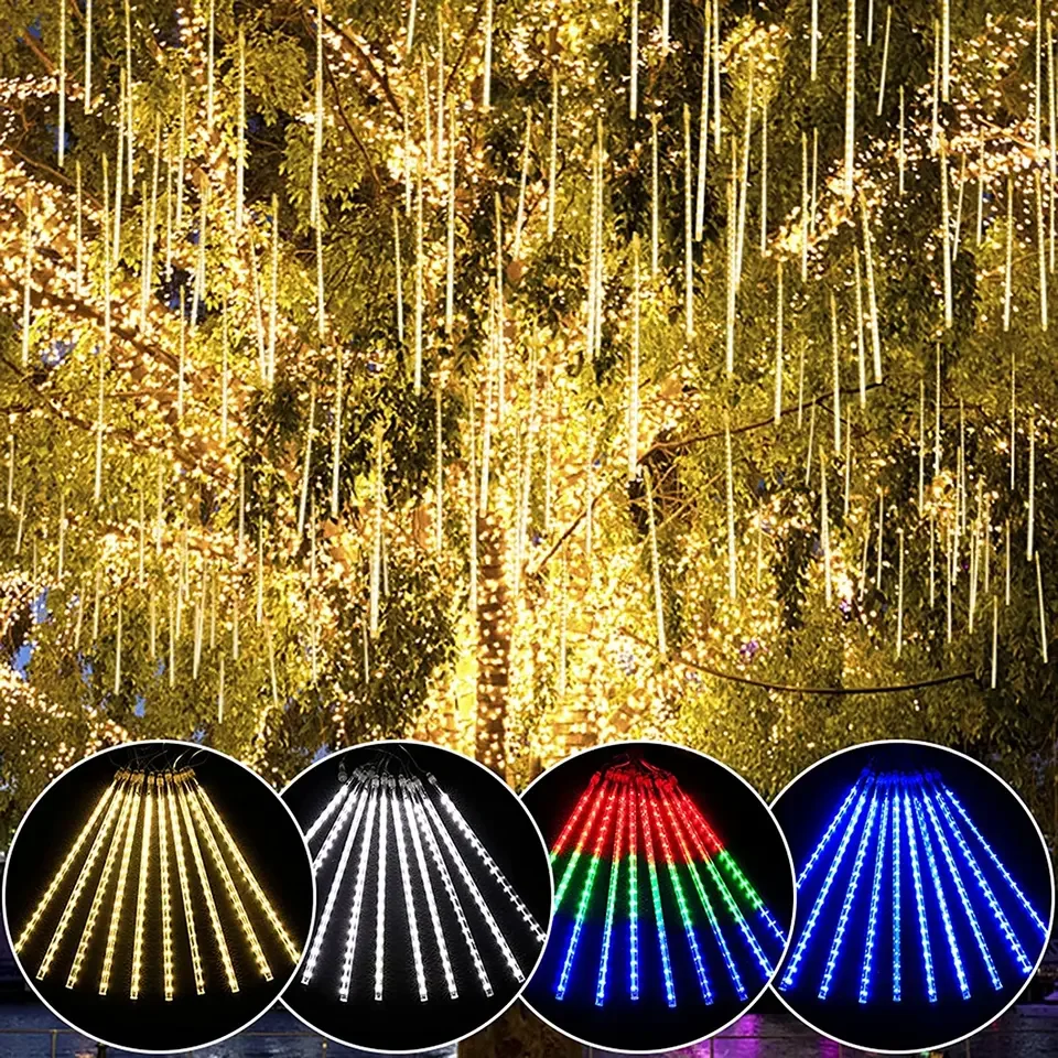 LED Meteor Shower Lights Outdoor 8 Tubes Meteor Christmas Lights garland Falling Rain Lights for Party