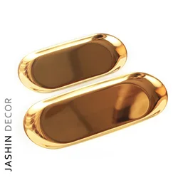 European Metal Round Mirror Tray Hotel Home Serving Plate Storage Tray Decorative