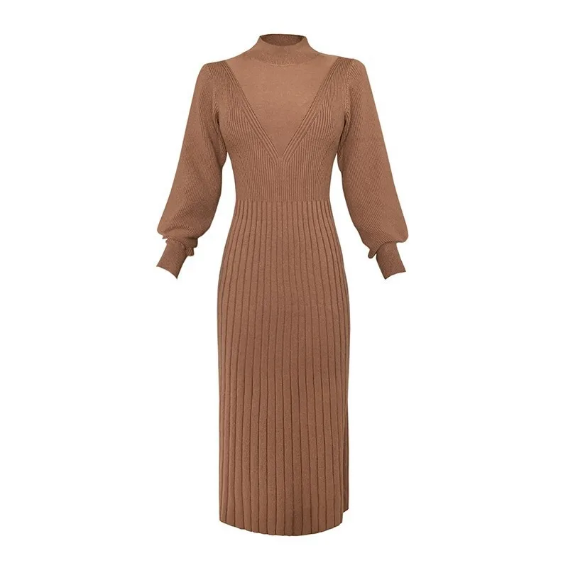 2022 Autumn and winter new long sweater skirts long bottoming skirt knitted dresses