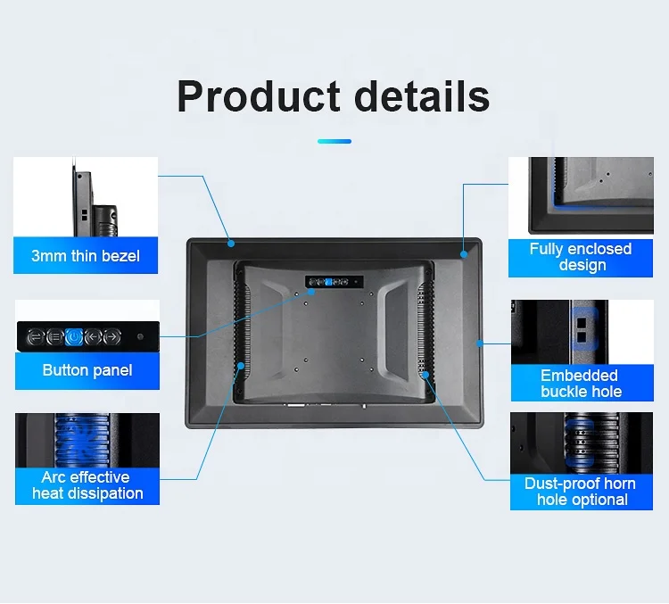 Touchthink 15.6 Inch Industrial Monitor Open Frame Sunlight Readable Industrial Touch Screen Monitor For Interactive Multi Touch