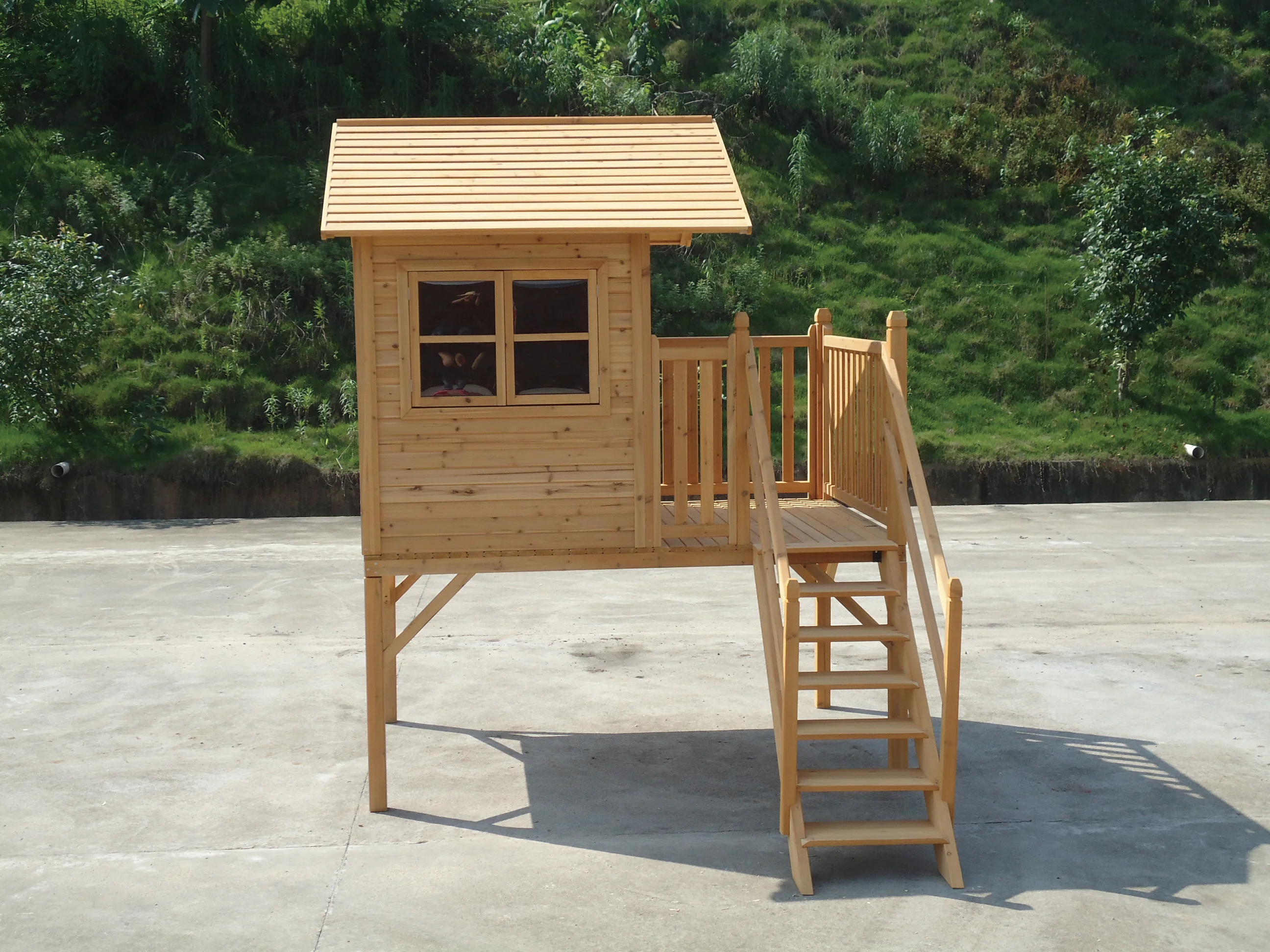 Factory Great hot sale Wooden Toys Children House Shape Sorter Activity outdoor Cubby big Playhouse with stairs