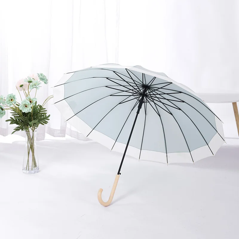 wholesale advertising  Carved Golf Umbrella wooden Handle Straight Umbrella 16k custom Logo promotion manufacturer umbrella