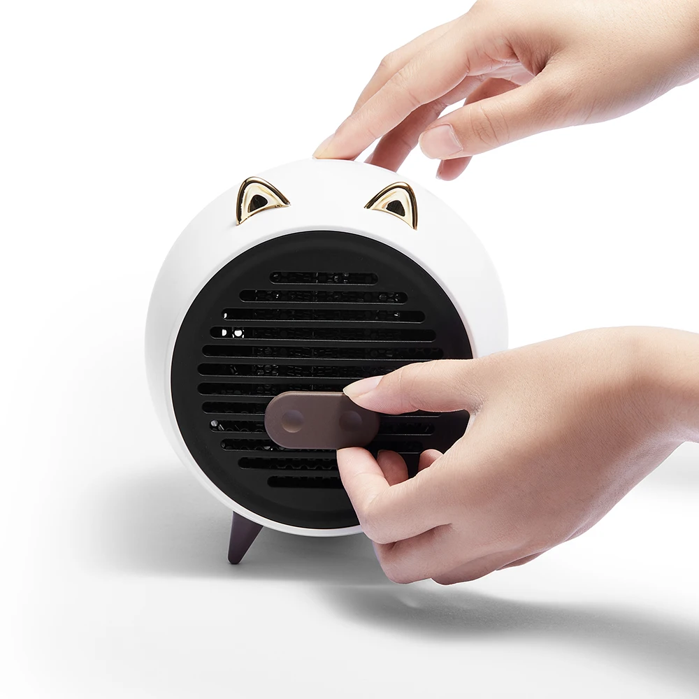 CYNRIN  New Desktop Electric Mini Heater Adjustable Thermostat PTC Ceramic Element Heating Small Portable USB Space Fan Heater