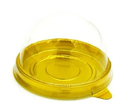 New transparent golden black plastic cake box pack round egg yolk crispy box