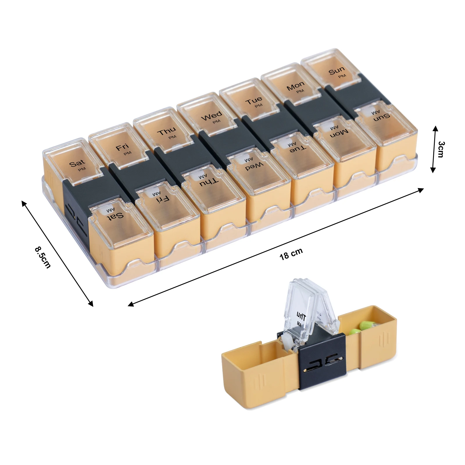 Pill Box Organizer BPA Free Pill Case Weekly 2 Times A Day Medicine Box Organizer