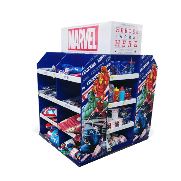 Cartoon Paper Corrugated 1/4 Pallet Toy Display, Supermarket Shelf Cardboard Pallet Display For Children Toys